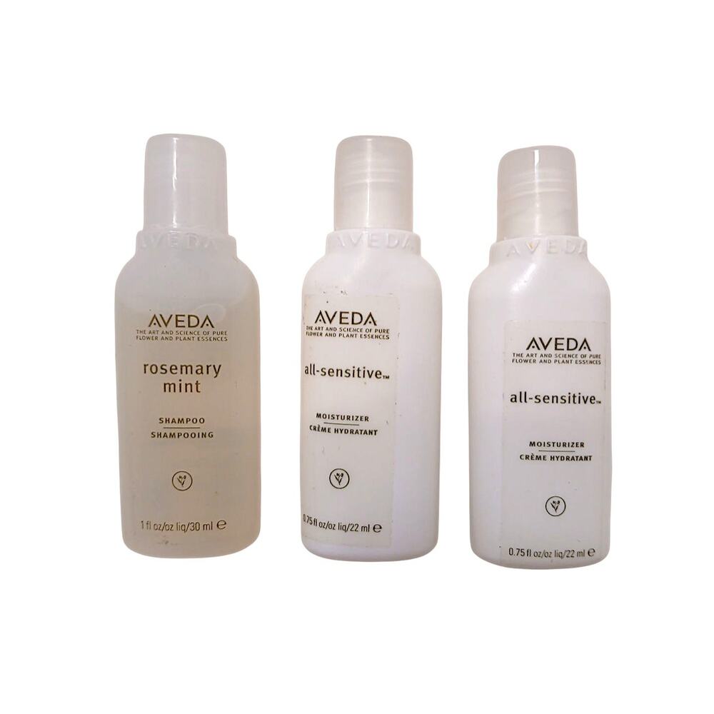 3pc‎ Aveda 1 Rosemary Mint Shampoo & 2 Sensitive Lotion Travel Size Set